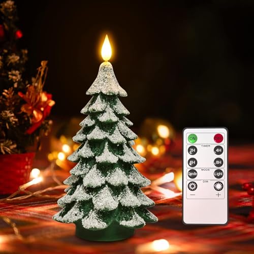 ZASTION - Vela LED para árbol de Navidad con temporizador remoto, cera real de 7.9 pulgadas, funciona con pilas, vela sin llama parpadeante para regalo de Nochebuena, vacaciones, hogar, fiesta