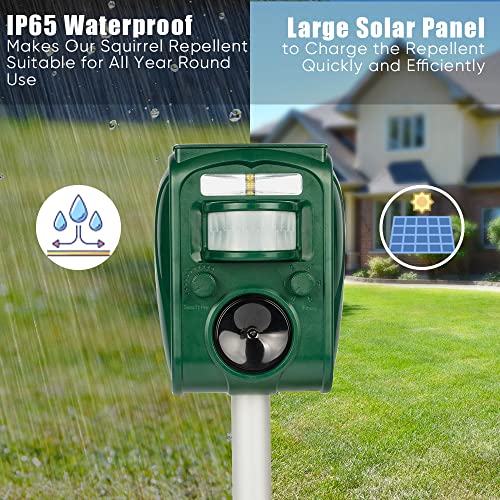 Solar Animal Repellent Get Rid Of Cat Rabbit Raccoon Skunk Deer Rat Squirrel Dog, Ip65 Waterproof Ultrasonic Animal Repeller, Cat Repellent Outdoor With Motion Detector Flashing Light Deer Repellent #TOP6