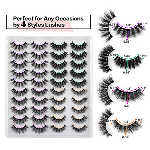 Jimire 563 20 Pairs False Eyelashes 4 Styles Mink Eyelashes Fluffy Pack 3D Volume Faux Mink Cat Eye Lashes Pack thumb #2