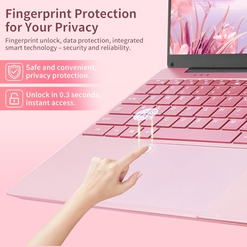 Image of 15.6 inch Laptops Computer Celeron N95 FHD 16G RAM SSD Large Screen Bluetooth 5.0 Fingerprint Laptop Ultrabook Wi-Fi 2.4GHz /5GHz, USB3.0(Rose Gold, 16G+512GB SSD)