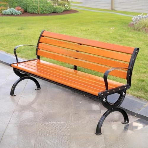 MESCXTY Outdoor Garden Bench Park Seat Chair with Backs,Heavy Duty 500KG Cast Iron Frame & Solid Wood Weatherproof Bench,Patio Porch Furniture for Lawn Backyard