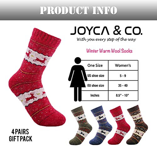 Image of JOYCA & CO. 3-5 Pairs Womens Multicolor Fashion Warm Wool Cotton Thick Winter Crew Socks