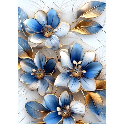 QENSPE Diamond Painting Kits for Adults,Full Drill Diamond Art Diamond Dots Paintings for Beginners,Flowers Round 5D DIY Arts and Crafts for Home Wall Decor 12x16inch