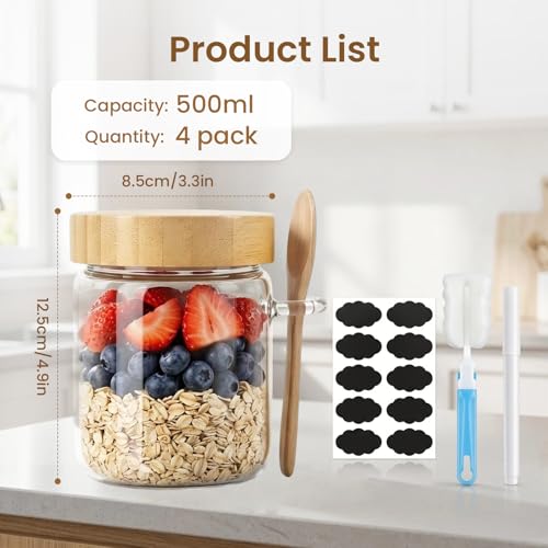 Overnight Oats Jar hermétique pour emporter vos collations sans fuite - 8