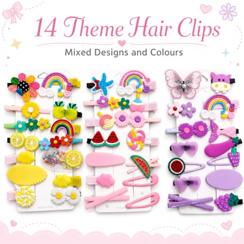 Image of 134 Pcs Hair Accessories for Kids Girls | Cute Baby Hair Clips, Theme Clips, Mini Claw Clips & Rubber Bands Combo | Hair Accessories for Baby Girl | Kids Hair Clips Set | Mixed Designs