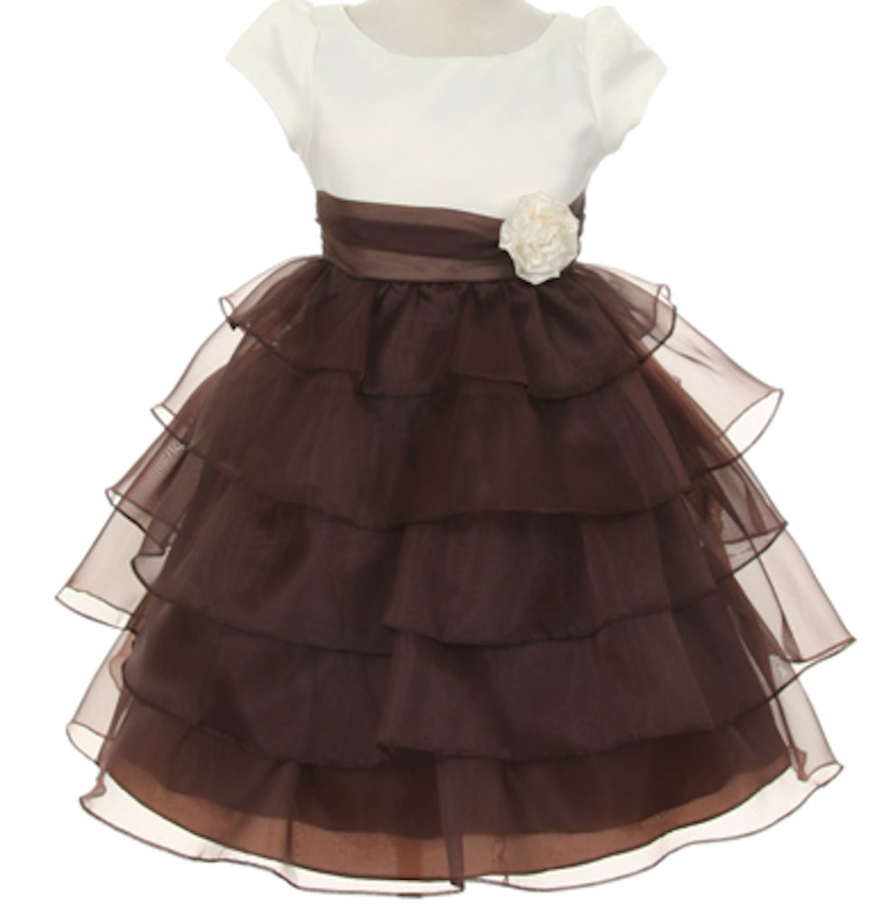 Big Girls' Flower Girls Dresses Bridal Satin Organza Tiered Flower Dress 8-14
