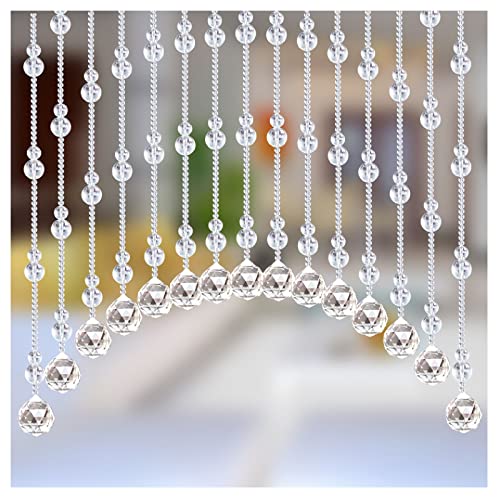 Bead Curtain,Crystal Beaded Curtains For Doors,Thread Beads Screen Interior Partition Room Divider Party Wedding Children Bedroom Decorations Crystal Cut ( Color :