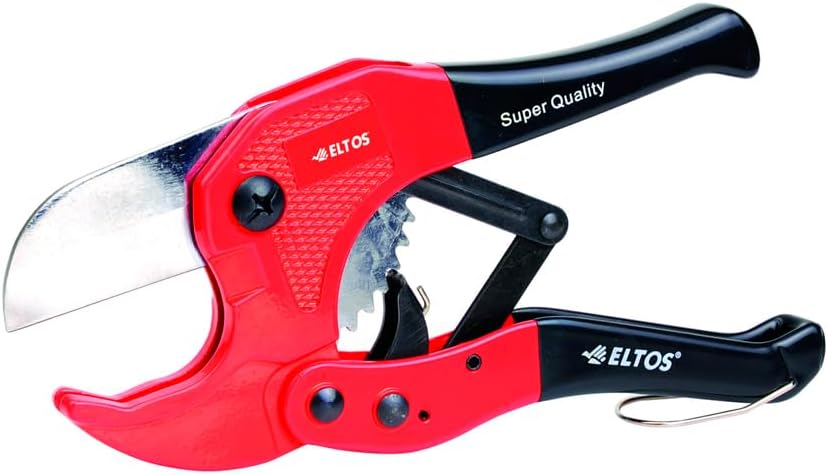 Eltos Boru Kesme Makası, 42 mm, Cırcırlı, Paslanmaz Çelik Bıçak, Alüminyum Gövde, Tek Elle Çapaksız Kesim, EBM362, Su ve Gaz Tesisatı, Plastik, Kompozit Borular, PPRC, PVC, PEX, PE, CPVC Uyumlu