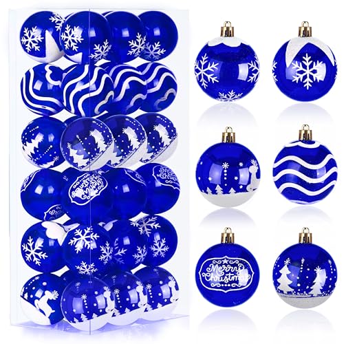 JOIEDOMI 36-teiliges blaues Weihnachtskugel-Ornament-Set, 5,8 cm,...