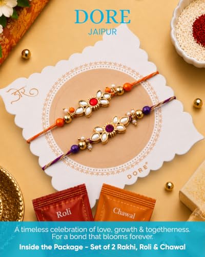 Image of Hyperfoods Rakhi Set for Brother and Bhabhi RawFruit Gifts From The Orchards Dry fruit 120 Grams(Cashews, Almonds, Pista, Raisins 30Gms Each) & 2 Brittle(100 Gm Each) with Rakhi Hamper For Brother with Roli & Rice