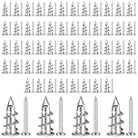 120 Pcs Self Drilling Plasterboard Fixings Raw Plugs and Screws, Cavity Wall Screws and Drywall Anchors, Metal Plaster Boarding Fixings Kits Heavy Duty (single tips)