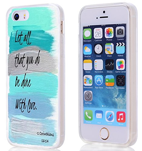 5S Case/SE,Hungo Soft TPU Silicone Protective Cover Case Compatible with 5/5S/SE SE Christian Sayings Bible Verses 1 Corinthians Let All That You Do Be Done with Love