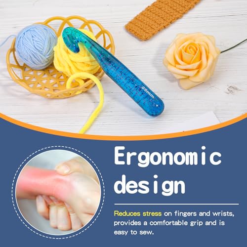 Image of 25 mm Crochet Hook, Large Crochet Hooks for Chunky Yarn Ergonomic Knitting Needles Crochet Needle for Beginners and Crocheting Yarn (Blue)