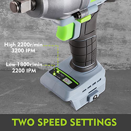 Workpro 20V Cordless Impact Wrench 1/2 In, Brushless Impact Gun With Battery And Charger, High Torque 370 Ft-Lbs (500N.m), Led Work Light And Belt Clip Included #TOP3