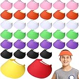 48 Pack Adjustable Foam Visors with Coil Bands Assorted Color Bulk Kids Visor Foam Visors Craft Sun Protection Visor Hat for Kids Arts Crafts Camping Trips Golf and Tennis, 6 Colors