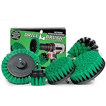 Electric Spin Scrubber Drill Power Kitchen Scrub Brush Green Kit - Cleaning Supplies for Kitchen Accessories - Drill Scrubber Attachment - Cordless Drill Set with Cast Iron Scrubber and Oven Cleaner