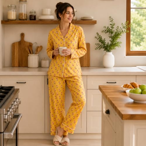 Image of Huar Cotton Pajamas Set for Women - Luxurious Cotton Womens Pajama Sets - Comfortable Christmas PJ Set, Breathable & Light Pj