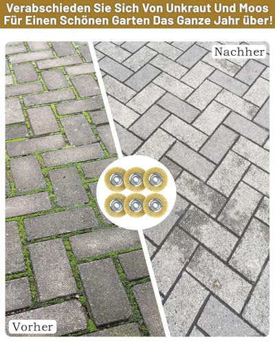 Fugenbürste Set, 6 Stück Drahtbürste für Gloria Multibrush und Weedbrush, Ø 11,5 cm, Garten Weed Brush Zubehör für Bodenreinigung, Moos, Schmutz- und Unkraut in Fugen (6)