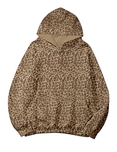 Lauweion Womens Oversized Cheetah Print Hoodie Graphic Hooded Sweatshirt Long Sleeve Fleece Leopard Hoodies with Pockets