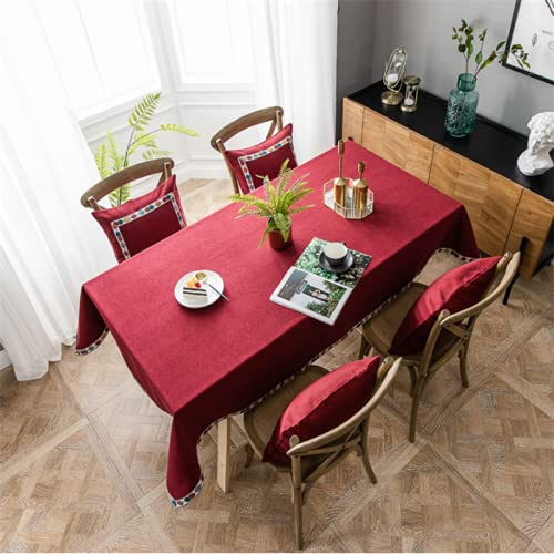 Nappe en lin rectangulaire anti-tache bleue pour table basse - 3