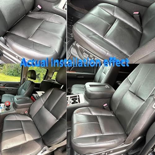 GXARTS Driver and Passenger Side Bottom and Top Lean Back Replacement Leather Seat Cover and Driver Foam Cushion Pad Black fit for Chevy Tahoe Suburban Avalanche Silverado GMC Yukon Sierra 2007-2014