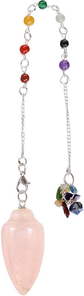 Metaphysical Dowsing Tool Rose Quartz 7 Chakra Pendulum