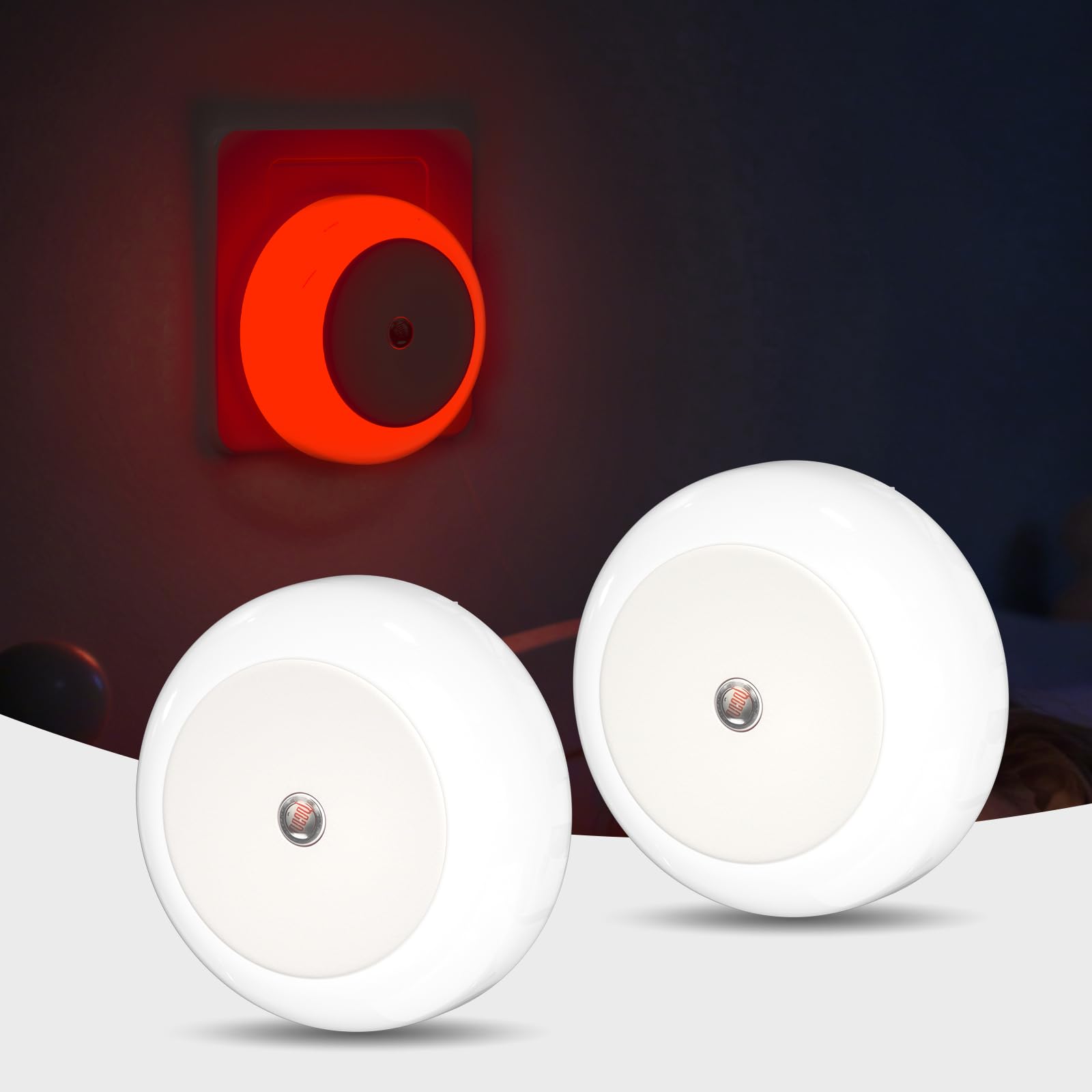 Lamptobe 625nm Red Night Light Plug in Wall, Dusk to Dawn Sensor Auto On/Off, 2-Pack Gentle Red Night Light for Baby Nursery Bedroom Kids Room Kitchen Bathroom Hallway Stairs