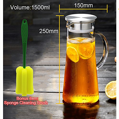 H-risen Caraffa di vetro con coperchio e