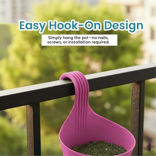 Image of Go Hooked Hanging Planters for Plants | Railing Flower pots (Set of 3)