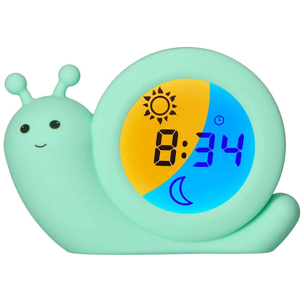 Alecto Baby BC110GN SIMON - Addestratore del sonno, luce notturna e sveglia, lumaca, verde menta