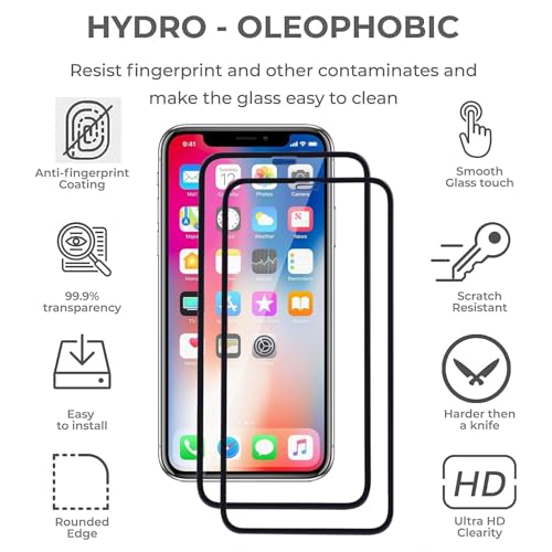 Image of Tempered Glass Screen Protector for iPhone 11 Pro /iPhone X /iPhone XS (5.8 Inch) | Pack of 2 | 9H Hardness | Edge-to-Edge Full Coverage | Anti-Scratch | HD Clear Bubble-Free
