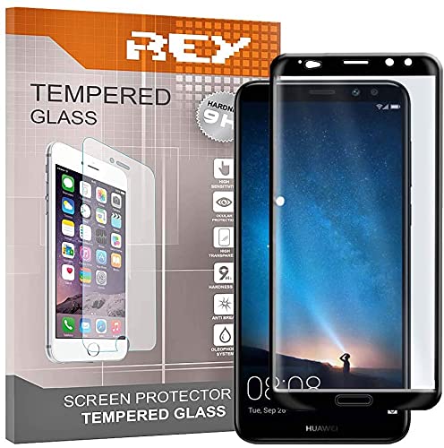 REY 2X Protector de Pantalla 3D para Huawei Mate 10, Negro, Protección Completa, 3D / 4D / 5D