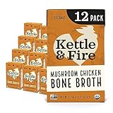 Kettle and Fire Mushroom Chicken Bone Broth, Keto, Paleo and Whole 30 Approved, Gluten Free, High in Protein and Collagen, 12 Pack