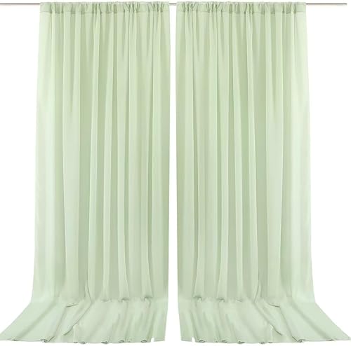 Cortinas de telón de fondo de gasa verde salvia de 10 x 10 pies, cortinas de telón de fondo de boda sin arrugas para fiesta de cumpleaños,