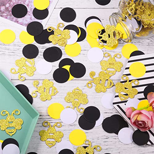 360 Pieces Bee Confetti Gold Glitter Bee Confetti Yellow Black Circle Confetti For Bee Themed Party Baby Shower Birthday Table Party Decoration #TOP3