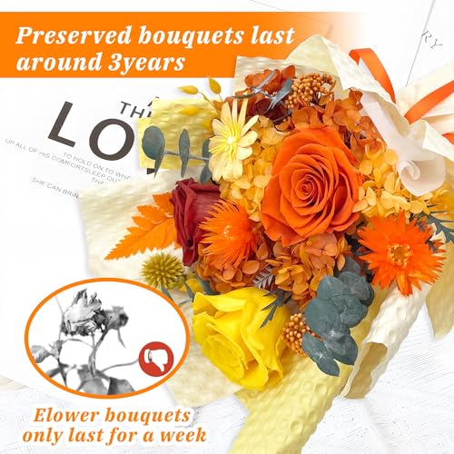 QOEAZY Flowers for Delivery, Preserved Flowers Bouquet with Gift Box, Rose Gifts for Women Mom Grandma - Image 3