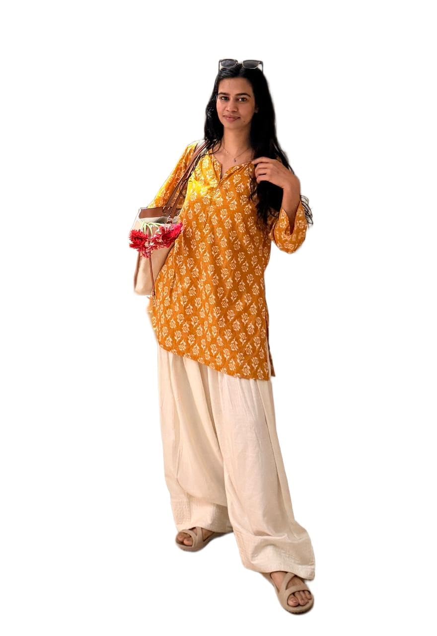 Women's Cotton Farshi Salwar Suit Set | 3/4 Sleeves, Plain Kurti-picture-45