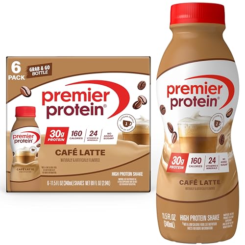 Premier Protein Shake, Café Latte, 30g Protein, No Added Sugar, 24 Vitamins & Minerals to Support...
