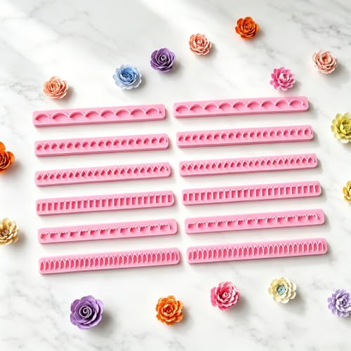 YINOSUNDAY 12PCS Polymer Clay Flower Petal Line Cutter to Make 3D Flowers | 6 Shapes Polymer Clay Cutters for Flowers Handmade Polymer Clay Floral Earrings & Pendant Making Tools