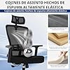 Durrafy Silla de Oficina Ergonómica, Reposacabezas y Soporte Lumbar Ajustables, Malla Transpirable, 120° Inclinación（No se Puede Bloquear）, 360° Giratoria, Carga 150kg. (Negro) #5