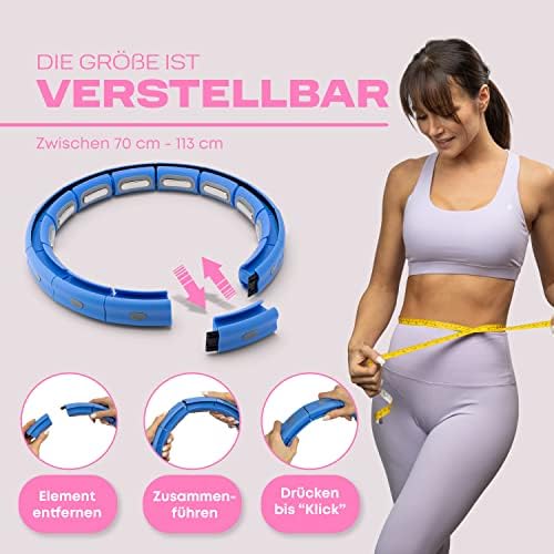 4. Bild von WELLRELAXX Smart Hula Hoop leise | bis 113cm Umfang | Hula Hoop Reifen Erwachsene | Hula Hoop mit Gewicht Kugel | Hullahub Reifen Zum Abnehmen mit Bauchweggürtel - schützt Haut und Kleidung