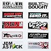 38Pcs Cool JDM Decal Japan Racing Car Stickers Drift Japanese Car Rising Sun Decals Stickering for Bike Helmet Truck 4.4x1.5