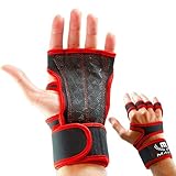 Mava Sports Cross Training Gloves with Wrist Support for Fitness, WOD, Weightlifting, Gym Workout & Powerlifting - Silicone Padding, no Calluses - Men & Women, Strong Grip (Red, Large)..