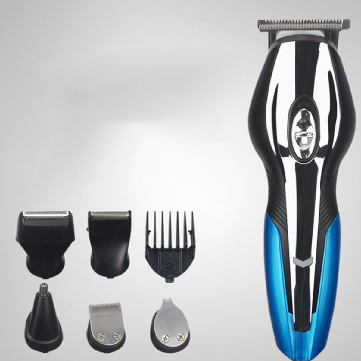 ibasenice Kit Taglio Chioma Multifunzione USB con Lame Precise e Rasoio Naso Orecchie, Rifinitore Barba Uomo in Abs con Batteria e Funzione Incisione