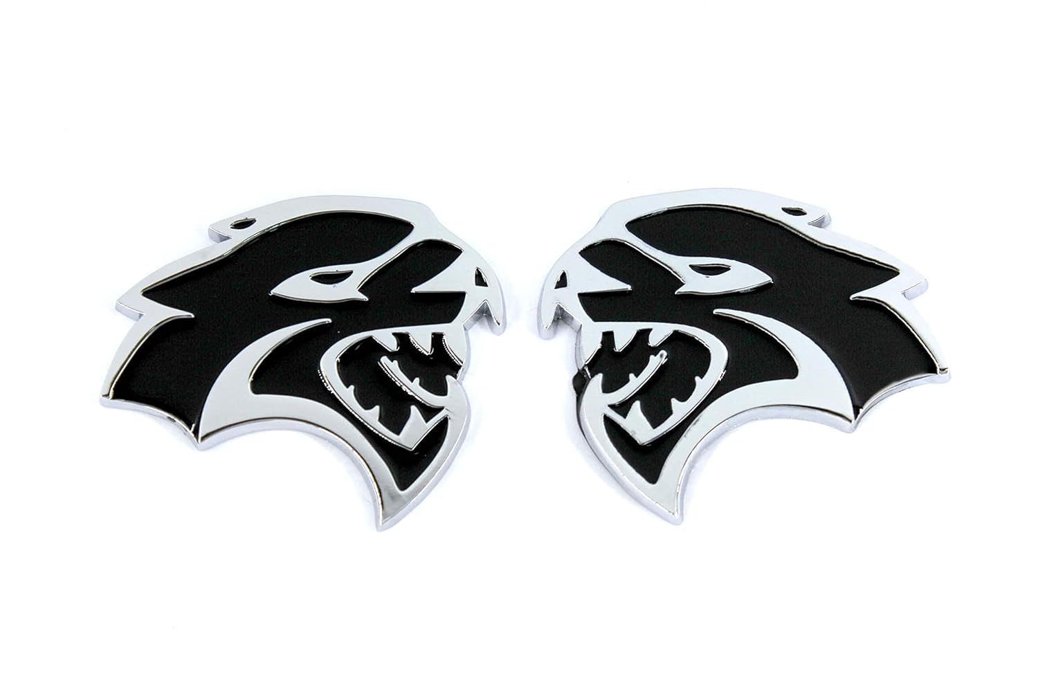 Head Left & Right Emblem Big 3x3.5inch - Black/Silver