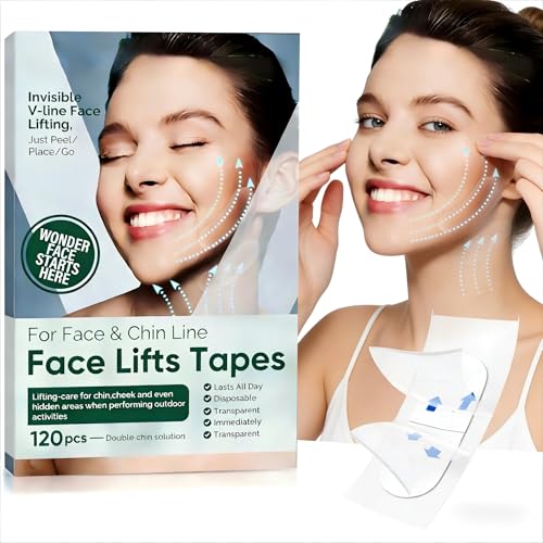 Face Tape Lift Visage | Patch Anti Rides Autocollant Transparent | Bande Maquillage Invisible | Dissimulation Du Double Menton Et Des Rides | 120 Unité