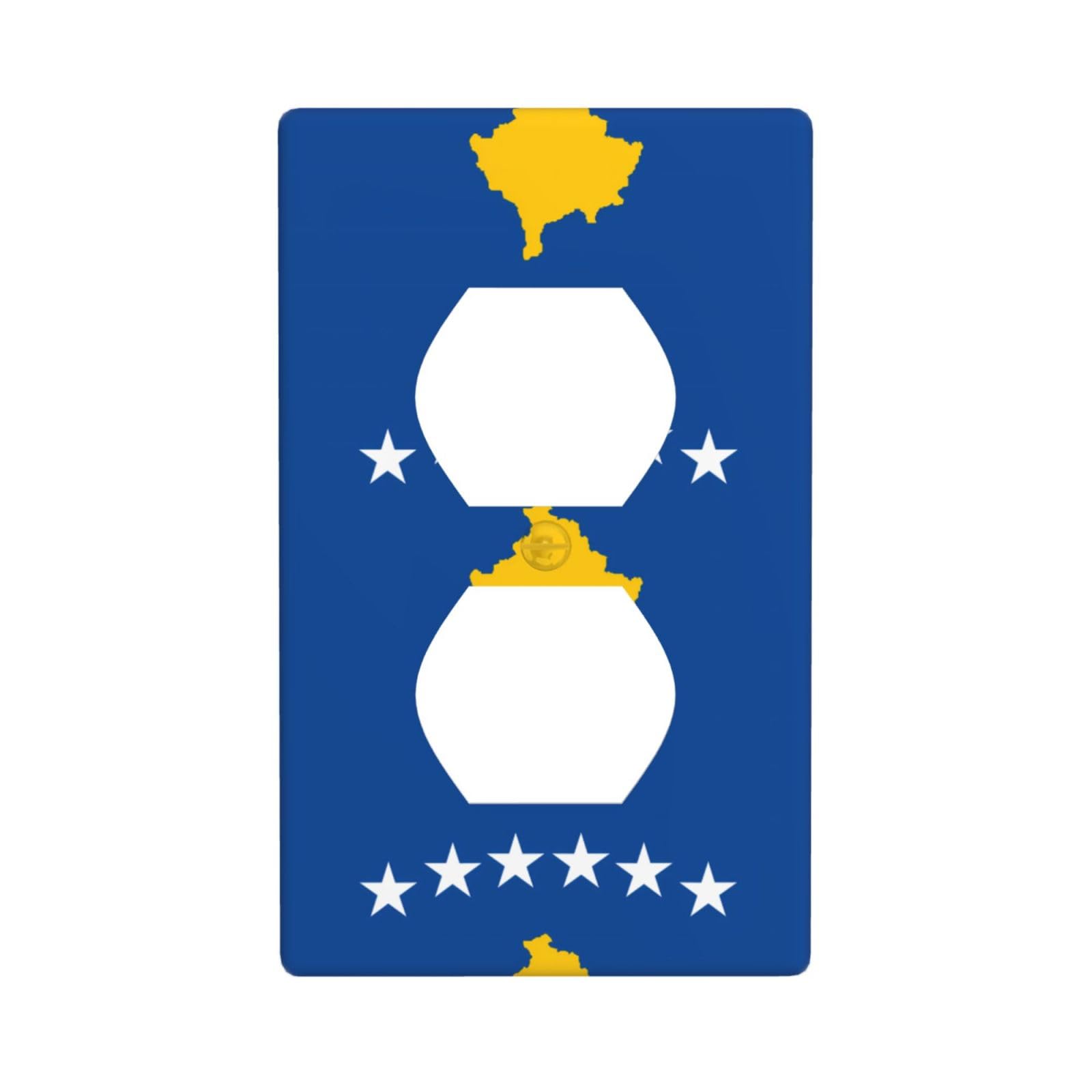 Flag of Kosovo Unbreakable Polycarbonate Switch Plate-1 Gang Screwless Wall Plate for Home Office