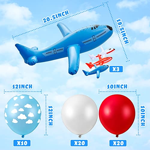 Gejoy HB-GEJOY-20111 Airplane Birthday Party Supplies 56 Pieces Airplane Themed Party Decoration With Inflatable Airplane Balloons Thick Latex Balloon Happy Birthday Banners Airplane Cloud Balloon Decor thumb #1