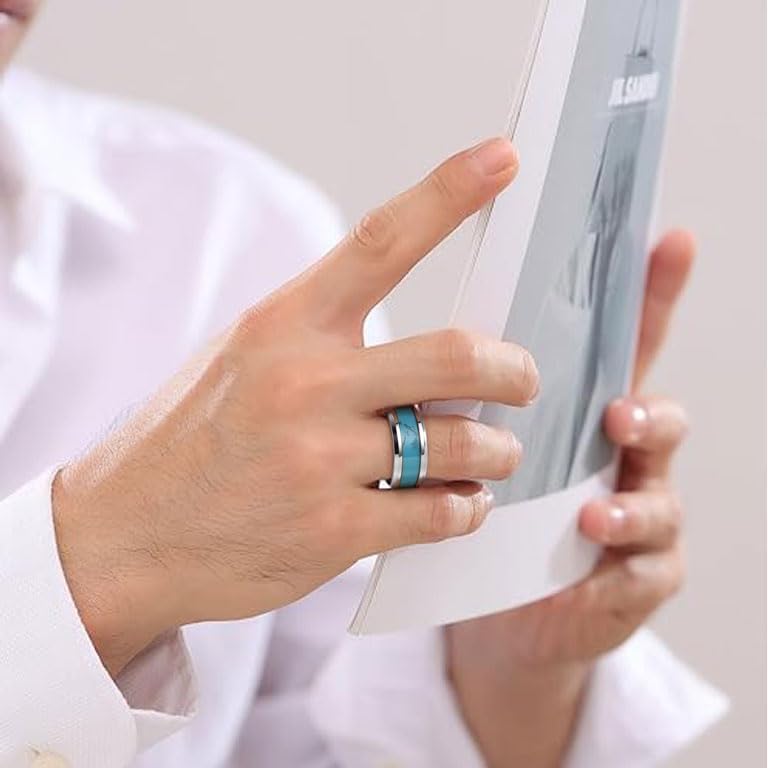 8mm Vintage Tungsten Carbide Ring Gold/Silver/Black with Wood Inlay Wedding Band Ring for Men Nature Collection4