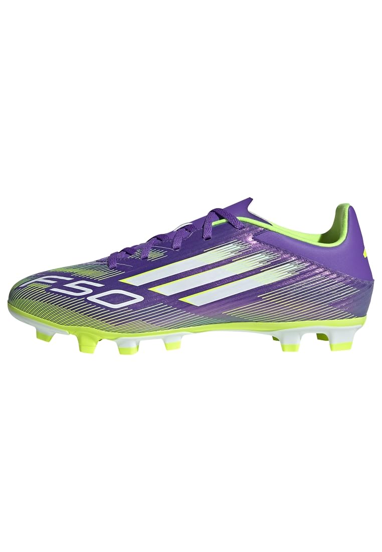 adidas Unisex F50 Club Firm Multi Ground Sneaker, Purple Rush/White/Lucid Lemon, 6.5 US Men